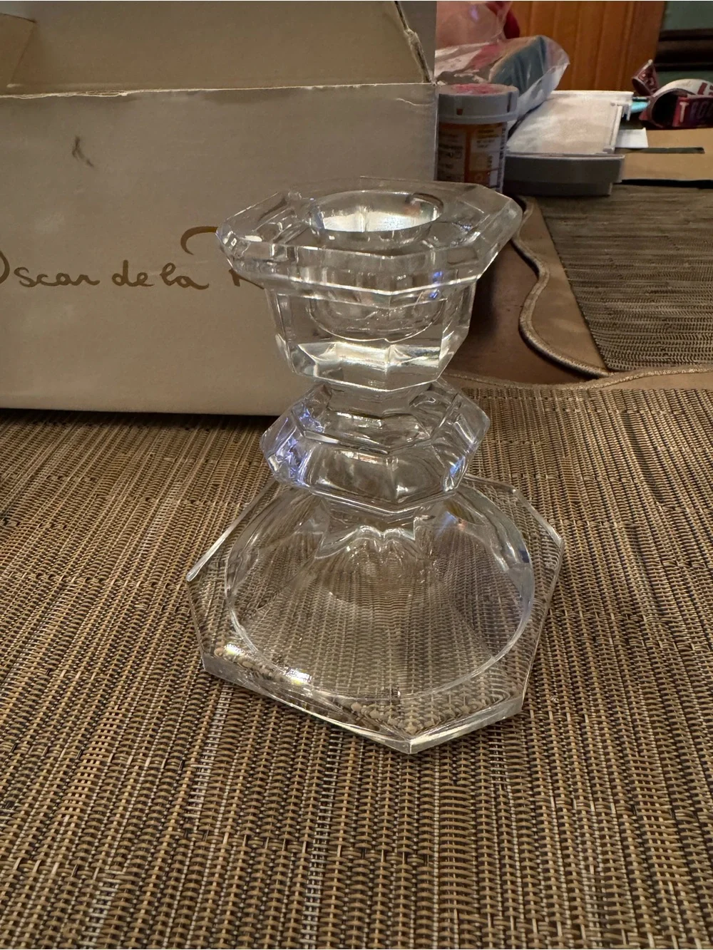 Oscar de la Renta Clear Crystal Faceted Candlestick Pair